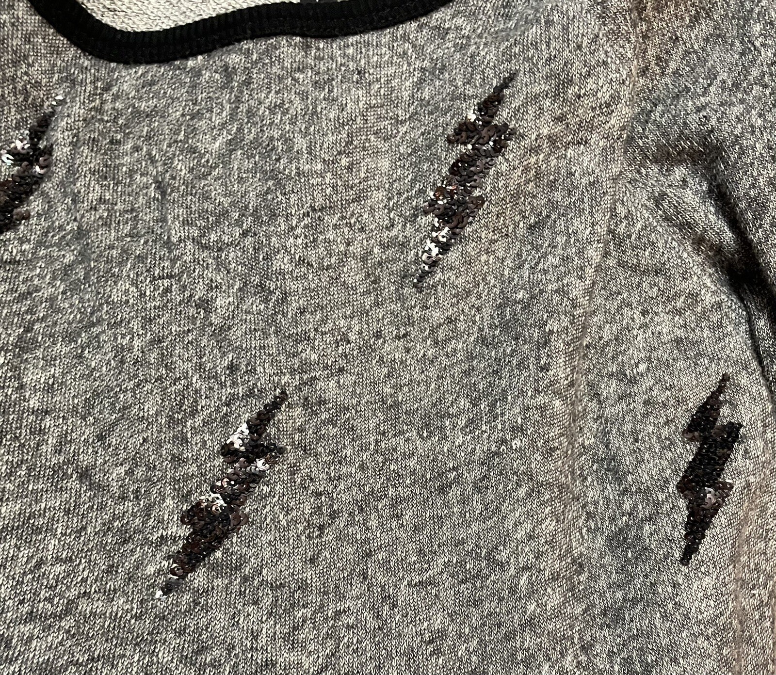 EXPRESS Cropped Gray Heather SEQUIN LIGHTNING BOL… - image 2