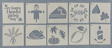 NEW LOT OF 10 FALL THANKSGIVING 3" x 3" STENCILS REUSABLE  DURABLE PLASTIC