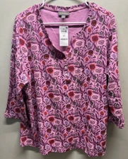 Style & Co. shirt womens plus size 2X poppy pink top 3/4 sleeve pink New!