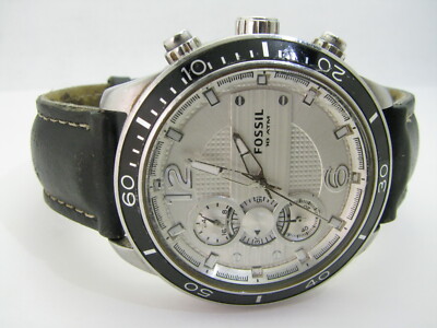 Rare Fossil Offset Overlapping Subdials Chronograph Watch