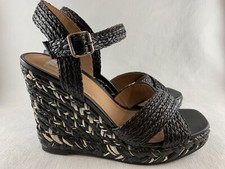 Dolce Vita Women's US 9.5 Herd Black  White Espadrille Platform Sandals 5" Heel