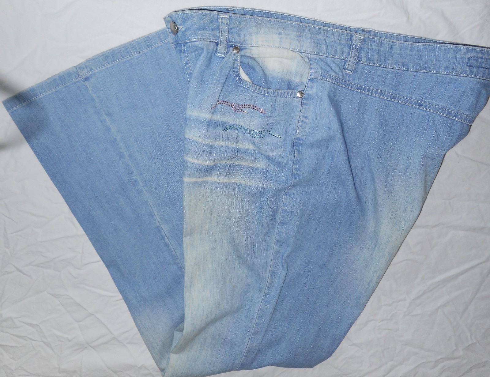 ESCADA SPORT Vintage Jeans 12 42 Blue Denim Pants Swarovski Bird Flowers Palm image 3