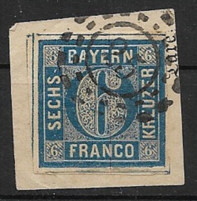 Bavaria MiNr 10 a used with MRS25 Au at Munich piece