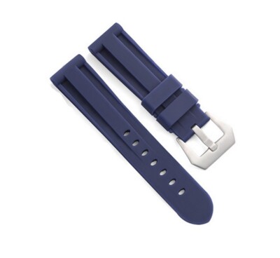 Premium FKM Uhrenarmband mit Tubes Modell Raffina blau 24 mm, komp. Panerai