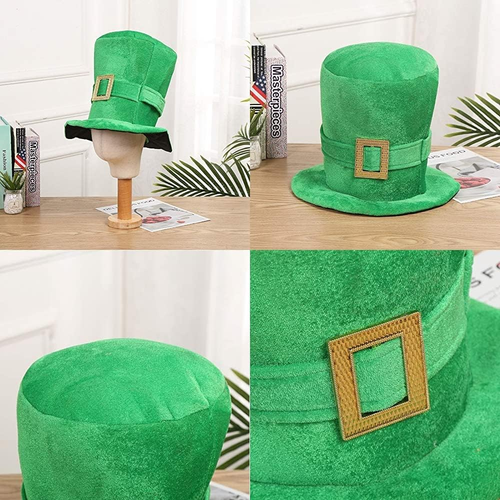 St. Patrick'S Green Velvet Top Hat with Shamrock, Party Favor, and Tree Topper A - Picture 9 of 12