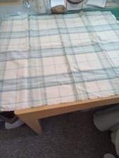 Polycotton linen blend fabric. Creams Light Blue check. 77x63cms