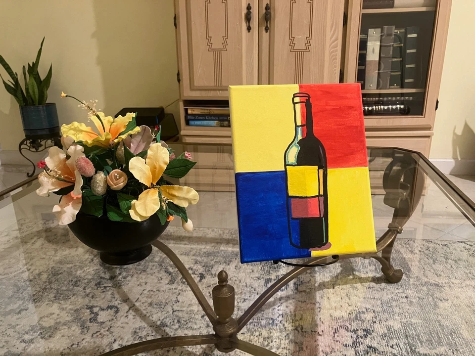 Original Innovative Acrylic Painting Expressionism 1903 Vintage Wine 8"x10" - Image 3 of 3