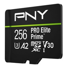PNY Pro Elite Prime C10 U3 V30 A2 microSDXC Memory Card 256GB Black 200MB/s