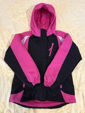 Est. 1989 Place Lg 10/12 Girl's Winter Coat Shell Pink & Black Zip Up w/ Hood