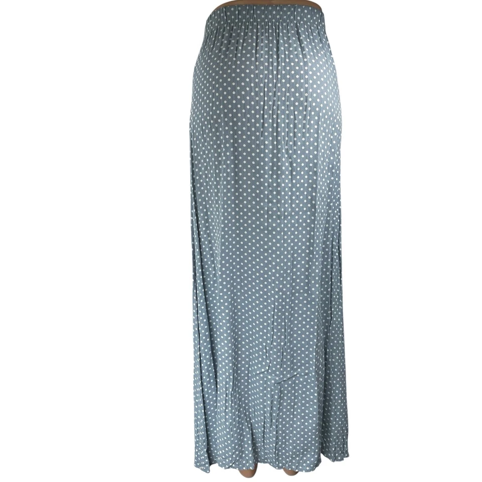 Honey Punch Blue White Polka Dot Double High Slit Maxi Straight A-Line Skirt S - Изображение 3 из 4