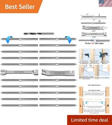 Corrosion-Resistant T316 Stainless Steel Swage Lag Screws - 20 Pack with Wrench