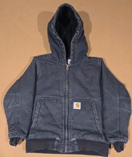 Vintage Carhartt Black Full-Zip Hooded Jacket Kids/Youth 7-8 Small