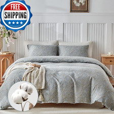 Lekesky Cotton Duvet Cover King Size - 100 Cotton Reversible Paisley Duvet Cove