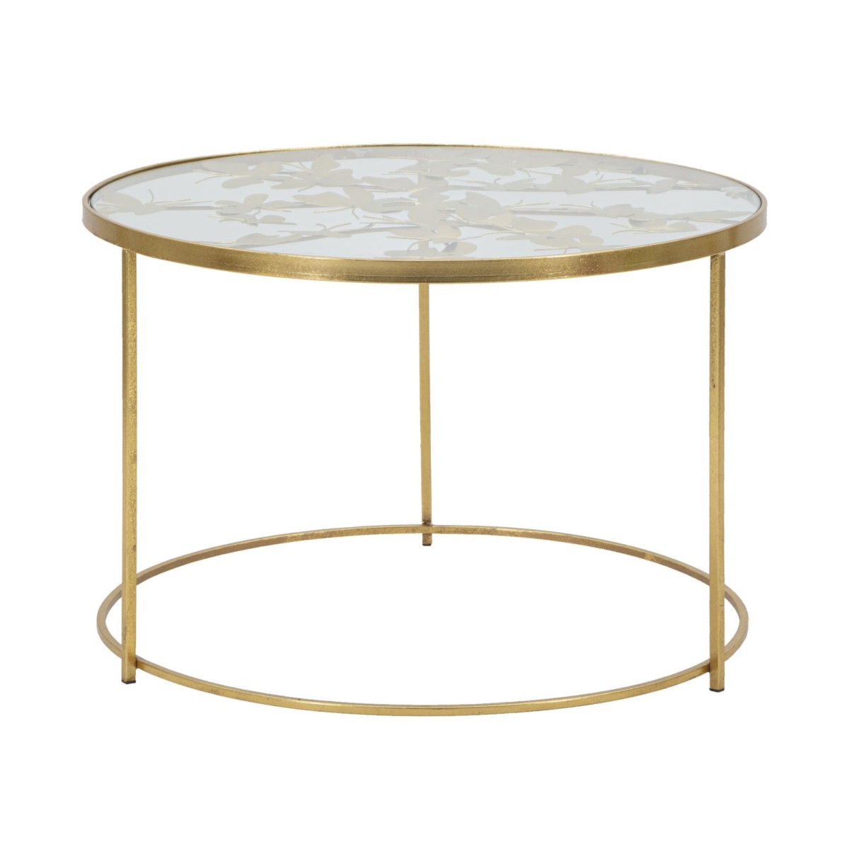 Table basse dorée Butterfly en verre trempé de haute qualité