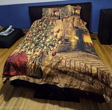 Queen Christmas Duvet W/Shams