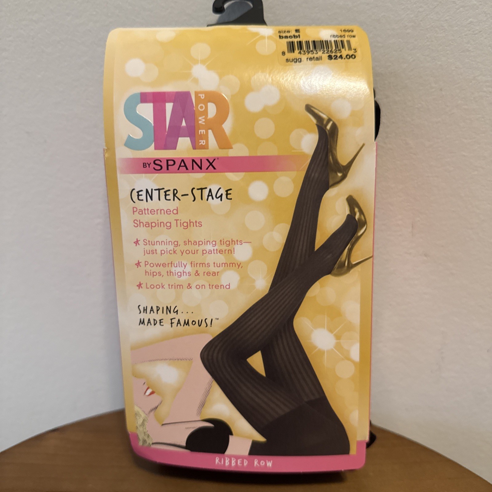 Collant modellante Spanx Star Power Center Stage taglia E fantasia fila a costine nero