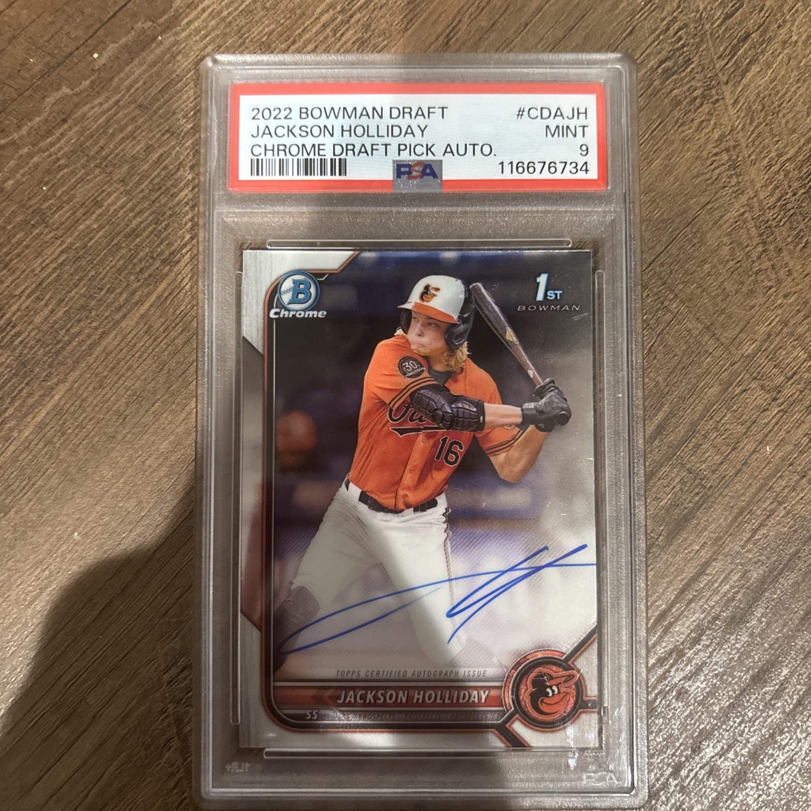 Bowman 2022 Draft 1st bowman Auto Jackson Holliday Baltimore Orioles PSA 9