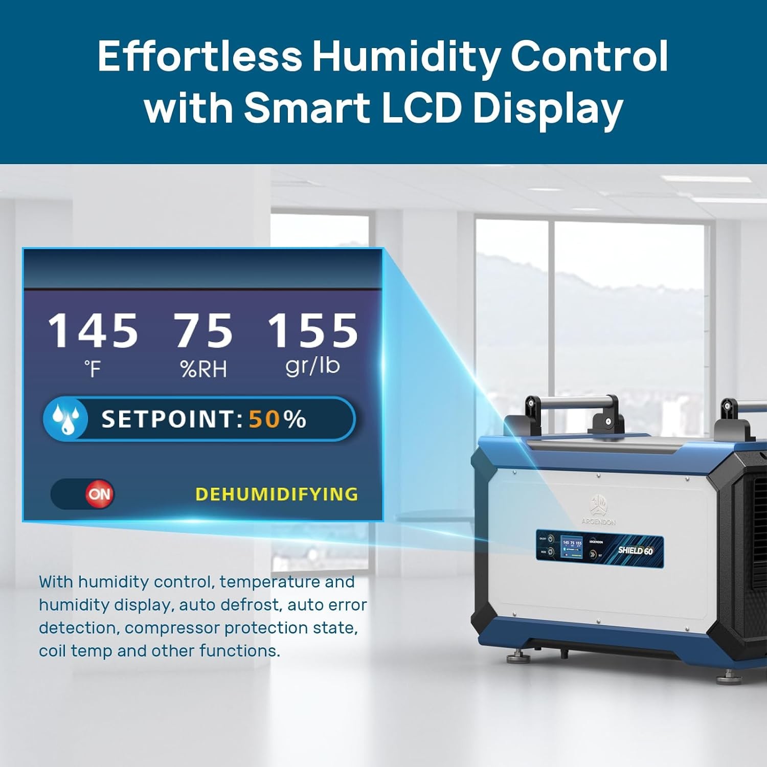 ARGENDON Shield 60 Dehumidifier with Drain Hose Energy Star 145 Pint Crawl Space