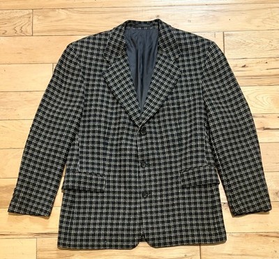 STRELLSON, SWITZERLAND BLACK & BEIGE 100% WOVEN WOOL SUIT JACKET, MENS 42S