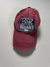 DSQUARED2 Mens Red Distressed Baseball Cap Be...