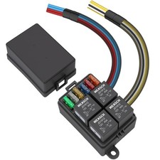 12V Pre-Wired Fuse Relay Box, 4 Relays and 6 ATC/ATO Blade Fuses, 4-Pin 40A R...