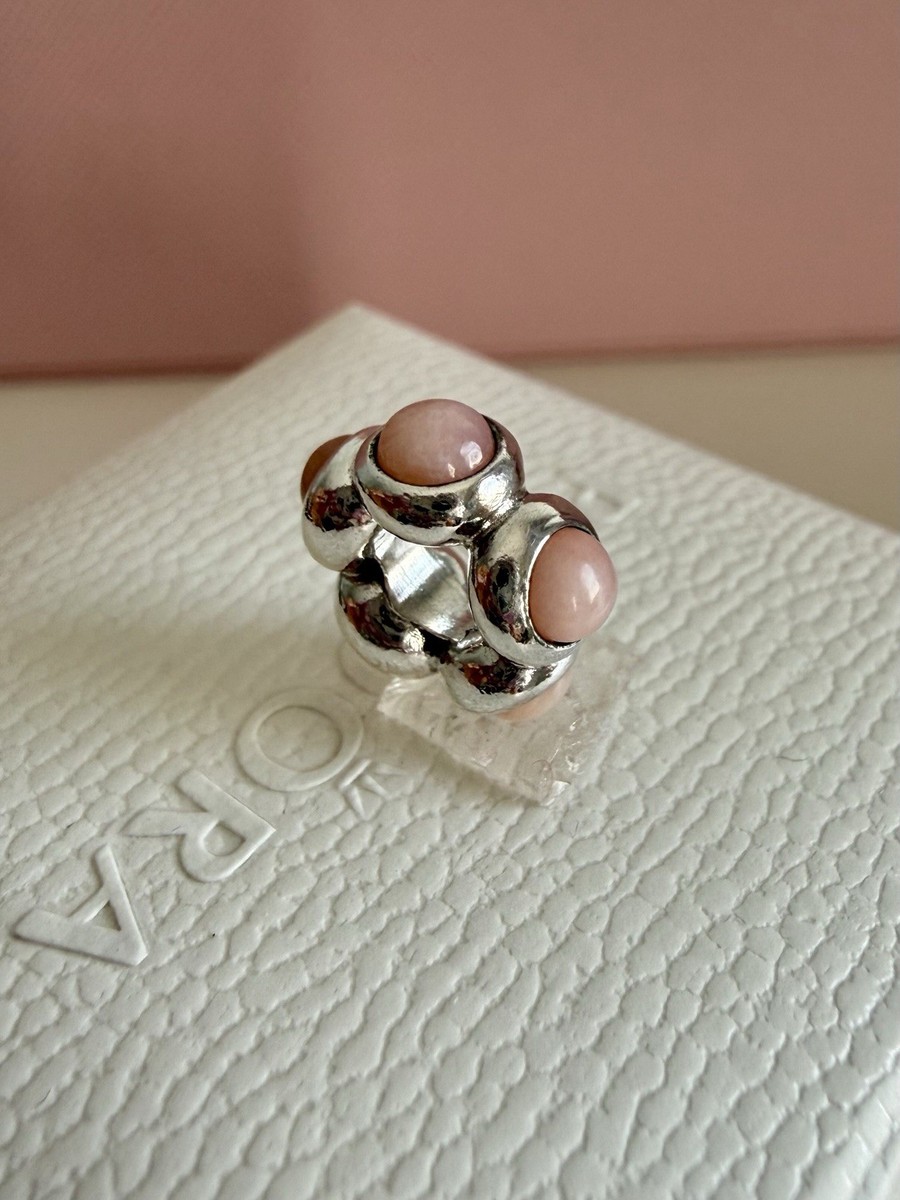 Pandora Sterling Silver Pink Opal Cabochon Spacer Charm 790538POP