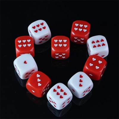2PCS 25mm Heart Dice Acrylic 6 Sided Round Corner Heart-shaped Dice For Bar Part