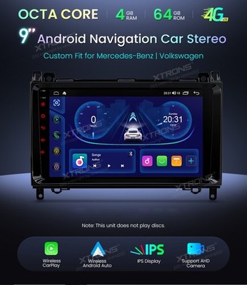 XTRONS AUTORADIO Mercedes A B Klasse VITO VIANO GPS Android 14 WiFi 4G Carplay