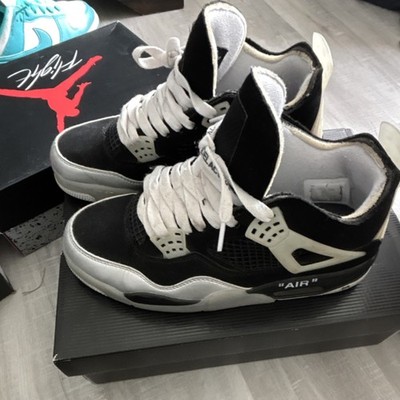 Nike Air Jordan 4 Black White Men's Basketball Sneakers Mid Top