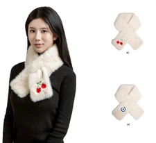 ComfyLuxe Patterned Faux Fur Pull-Through Scarf