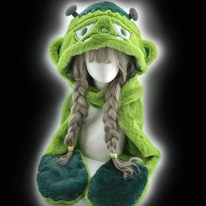 Dark Style Cartoon Vampire Catwoman Death Warm Plush Hat Scarf Gloves Integrated - Image 3 of 4