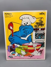 1984 Playskool Sesame Street Cookie Monster Cookies Kitchen Wooden Puzzle 315-23