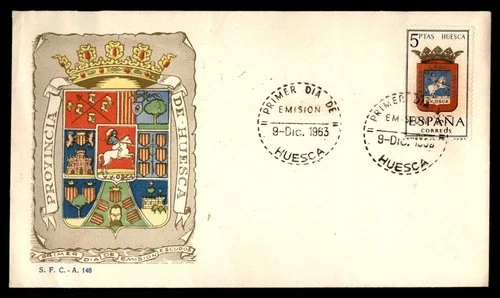 Mayfairstamps Spain FDC 1963 Huesca Coat of Arms First Day Cover aax_05503