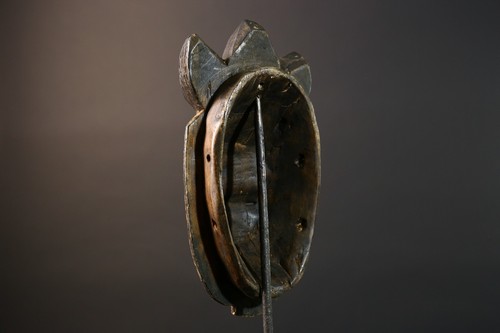 Maschera africana Baule legno intagliato viso verde palpebre rosse tribale parete art-G5770 - Foto 20 di 24