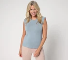 Barefoot Dreams Women's Top Sz L Malibu Collection Modal Muscle Tee Blue A680993