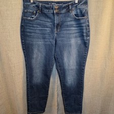 Maurices M Jeans Womens 18W Mid Rise Tapered Ankle Dark Wash Blue Denim 753505