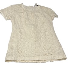    Banana Republic White Lined Lace Short Sleeve Top - Small