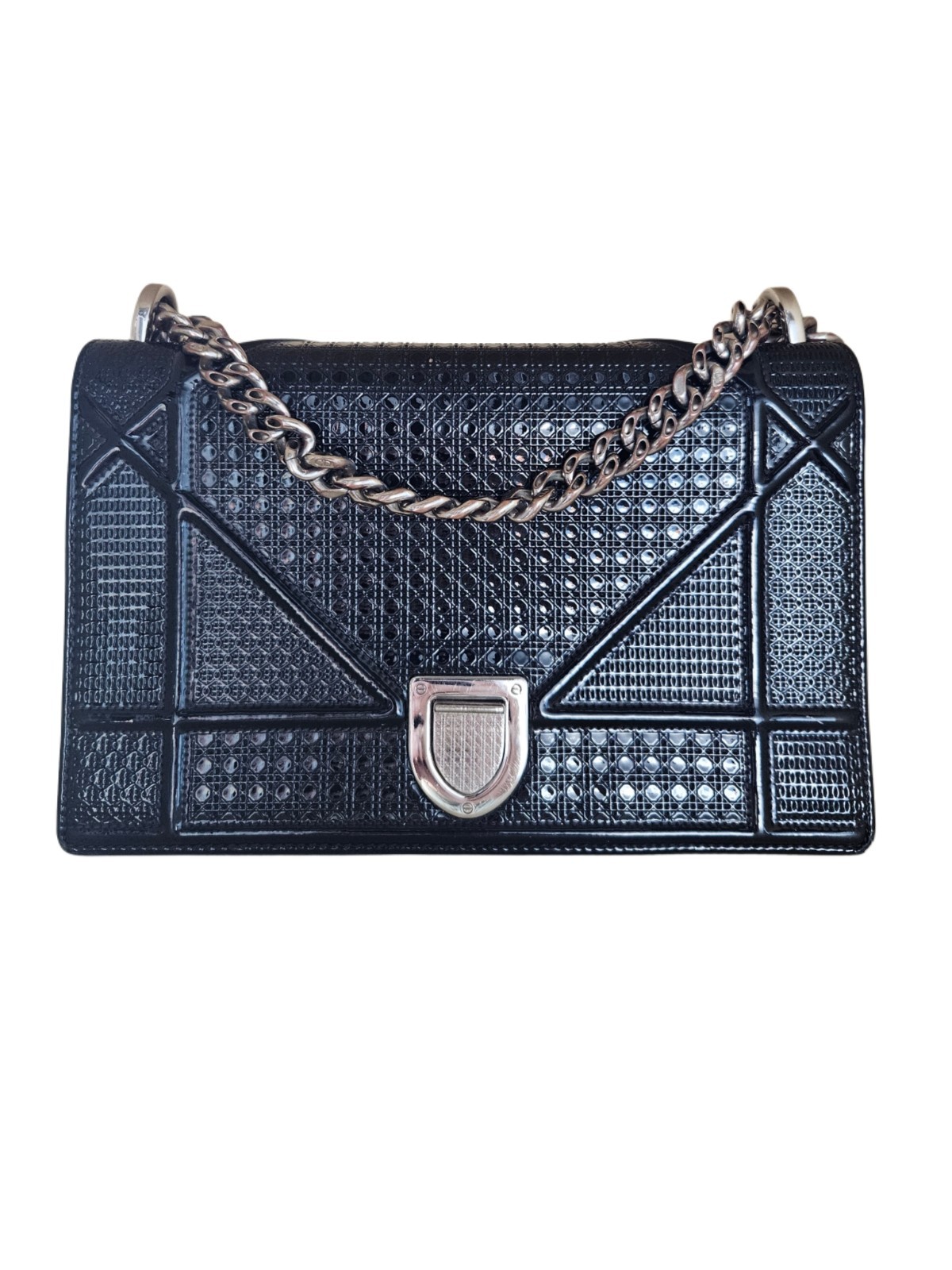 Christian Dior Black Microcannage Leather Medium Diorama Shoulder Bag