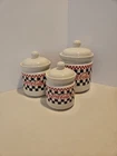 COCA-COLA CANISTER SET by GIBSON 1997 Set of three jars and lids VTG