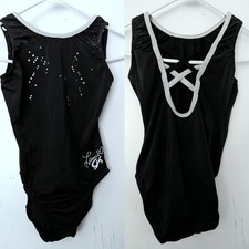 GK Laurie Hernandez Gymnastics Leotard Open Back Black Sequins Size AS