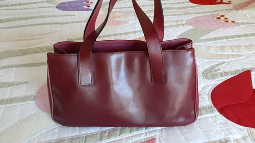 CESARE PACIOTTI Burgundy Genuine Leather Satchel Made In Italy - Picture 2 of 6