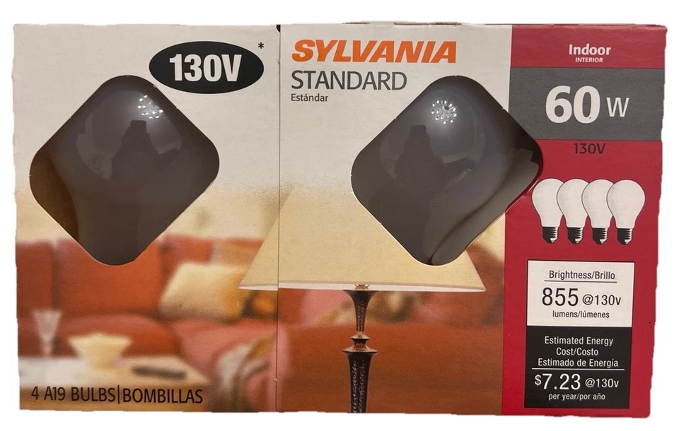 Sylvania - 60W - 130V 2700K (Frosted) A19 Base Light Bulb (6 Pack - 12 Bulbs) - Image 2 of 4