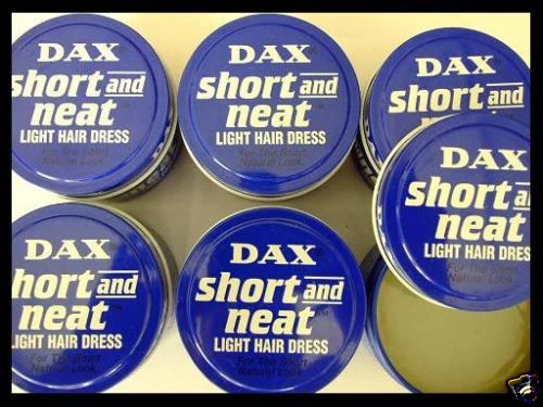 6 x DAX SHORT and NEAT Light Hair Dress Pomade - Blaue Dose