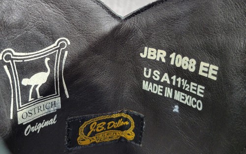 Stivali western JB Dillon struzzo da uomo taglia US 11,5EE in pelle marrone JBR1068EE - Foto 7 di 11