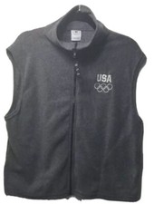 USA OLYMPIC COMMITEE USA MADE ZIP FRONT GRAY FLEECE VEST Size Large