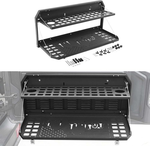 Double-Layer Foldable Table Cargo Shelf Storage Rack for 07-24 Jeep Wrangler - 第 1/6 張圖片