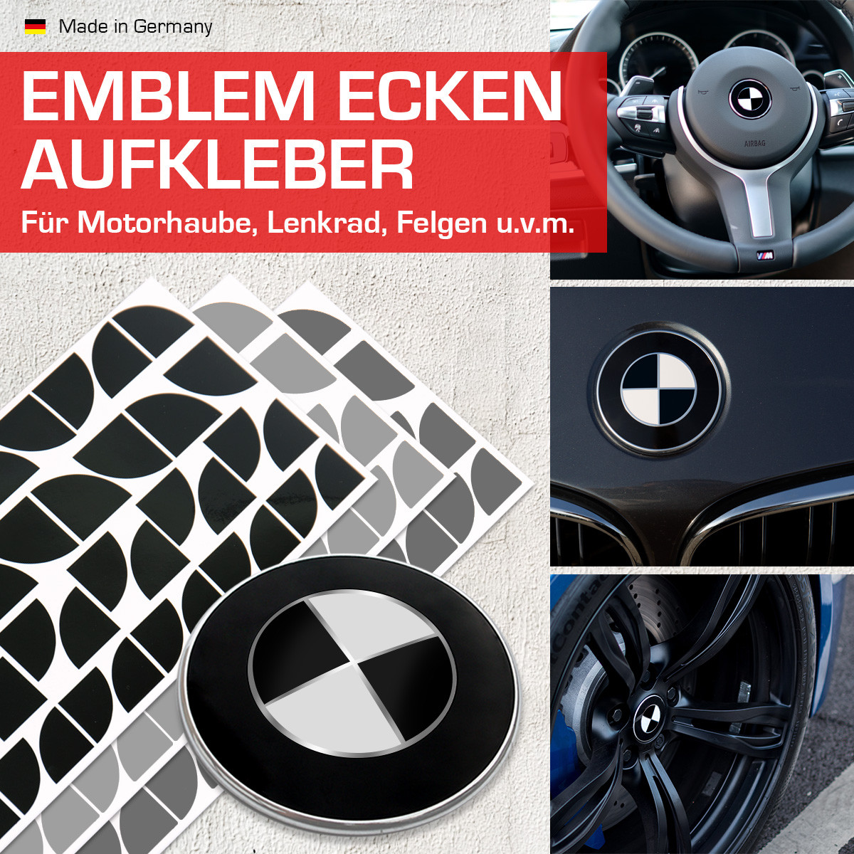 Emblem Aufkleber Ecken für BMW F13 6er, F15 X5, F16 X6, F20 1er, F21 1er