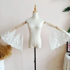 White/Ivory Lace Detachable Sleeves For Wedding Bridal Removable Flare Sleeves