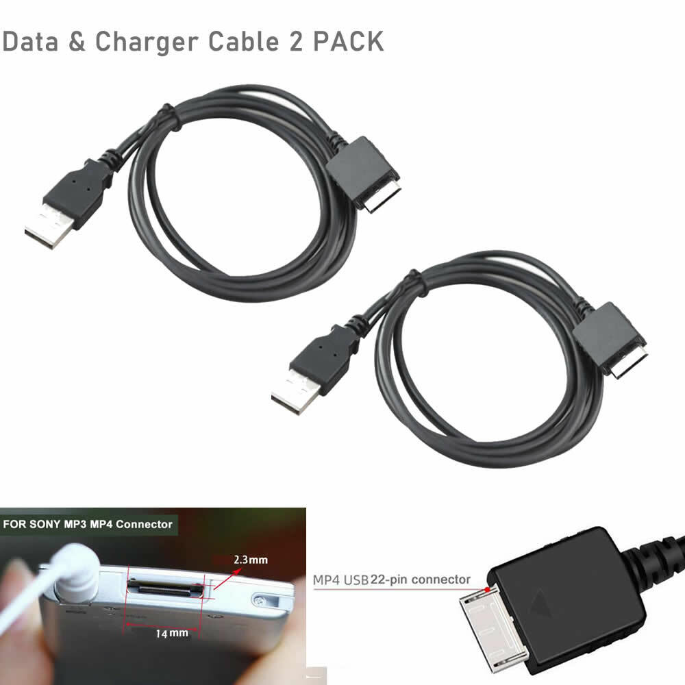 2 pack - 22pin USB DATA Cable/Charger for Sony mp3/mp4 Walkman