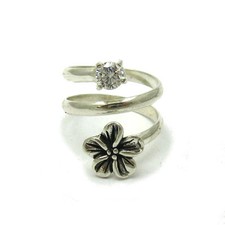 Sterling Silver Ring Solid 925 Flower With 5mm Cubic Zirconia Handmade